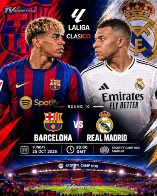 Zo'r Tv (Jonli efer) El Klasiko 2026: Real Madrid – Barselona fudbol Bugun (25-10-2026)